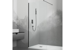 Душевая перегородка RGW Walk in 140х195 черная стекло прозрачное