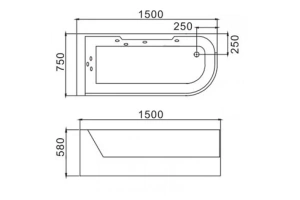 Ванна акриловая WeltWasser WW ALSTER 150/75 WT R белый с гидромассажем (10000006083) - 2