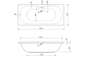 Акриловая ванна Cezares Calisto (CALISTO-170-75-45) - 3