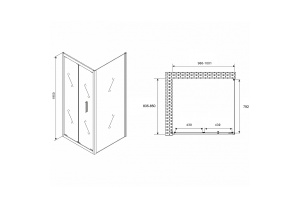 Душевой уголок Abber Sonnenstrand 100х85 черный стекло прозрачное - 2