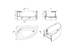 MERIDA ванна акриловая асимметричная 170х100 правосторонняя - 2