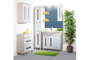 Зеркало-шкаф Бриклаер Бали 90 светлая лиственница, белый глянец, R - 3