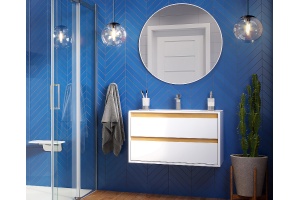 Тумба под раковину EXCELLENT Tuto 80 белый - светлое дерево - 3