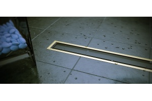 Душевой лоток Pestan Confluo Premium Gold Black Glass Line 300 черное стекло/позолоченная сталь - 2