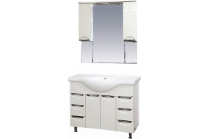 Тумба с раковиной Misty Жасмин 105 белая эмаль, 6 ящиков - 3