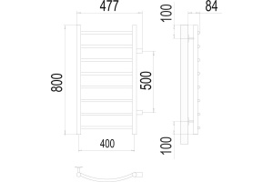 Водяной полотенцесушитель Terminus Классик П8 400x800 Хром боковое подключение - 3