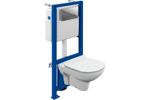 Комплект Cersanit City кнопка смыва хром глянцевый, микролифт