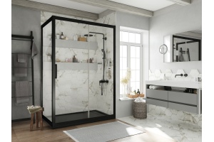 Душевой уголок STWORKI Эстерсунд DE019R90120200BLK 120x90 см профиль черный матовый, прозрачное стекло, прямоугольный - 2