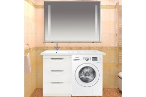 Тумба с раковиной Misty Куба 60 белая, под стиральную машину - 2