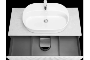 Тумба с раковиной Aquaton Марбл 100 белый-серый - 3