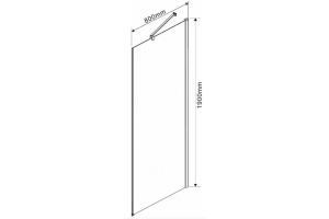 Боковая стенка Vincea Orta 80х190 хром стекло прозрачное - 2
