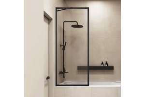 Шторка на ванну Veconi Palau PL-85B 90 см, профиль черный