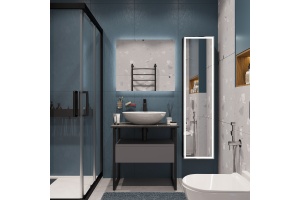 Мебель для ванной DIWO Элиста 80 антрацит с раковиной Moduo 55 Leaf