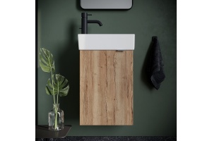 Тумба под раковину подвесная левая Sancos Mini 37 светлое дерево - 2