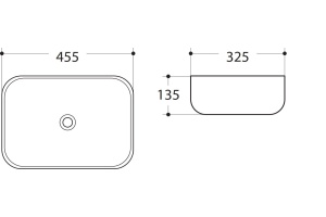 Раковина керамическая накладная AM-78105, цвет белый, 455х325х135 - 2
