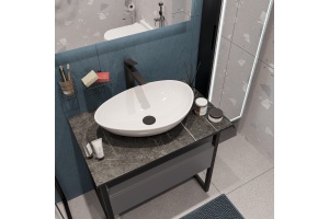 Мебель для ванной DIWO Элиста 80 антрацит с раковиной Moduo 55 Leaf - 3