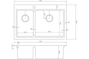 Мойка кухонная Zorg Master ZM N-78-2-52-R нержавеющая сталь - 2