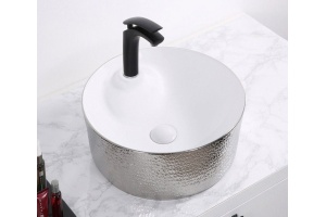 Раковина накладная CeramaLux NC 43 см белый/серебро (D1306H021)