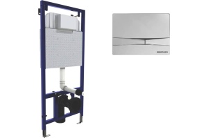 Система инсталляции для унитазов Berges Wasserhaus Novum с кнопкой смыва, хром глянец 040253