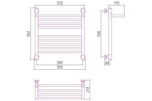 Полотенцесушитель водяной Сунержа Богема с полкой+ 50х50 хром - 3