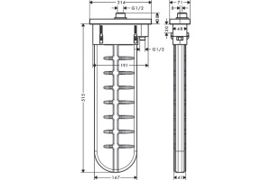 Внешняя часть с прямоугольной розеткой Hansgrohe sBox, шлифованный черный хром 28010340 - 2