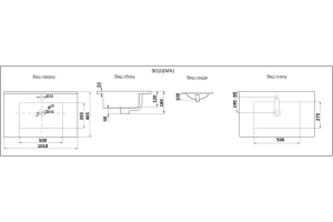 Раковина встраиваемая CeramaLux N 101.3 см черный матовый (9100MMB) - 3
