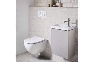 500.635.01.2 Раковина Acanto, асимметричная, 400 x 250 мм, с отверстием под смеситель справа, без перелива, цвет: белый 