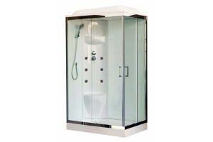 Душевая кабина Royal Bath 120x80 L стекло прозрачное задняя стенка белая с гидромассажем