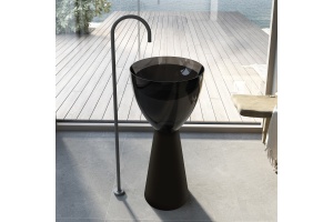 Раковина отдельностоящая прозрачная ABBER AT2703Onyx-Black черный/черный матовый