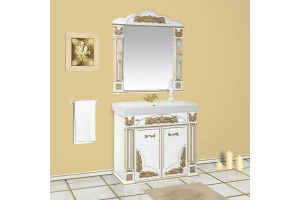 Мебель для ванной Misty Барокко 100 белая, патина