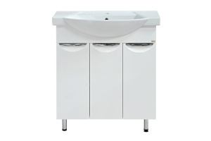 Тумба с раковиной Misty Лаванда 75 белая глянцевая