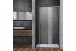 Душевая дверь в нишу Vincea Soft 120х195 профиль темный хром стекло прозрачное