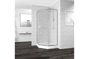 Душевой уголок  90*90*195 RGW PA-86 Трапеция/Хром/Прозрачное(Easy)/6 мм