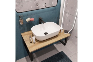 Мебель для ванной DIWO Элиста 80 светлое дерево, с раковиной Moduo 50 Square - 3