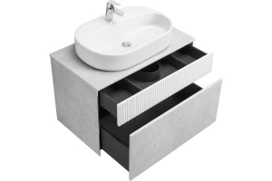 Тумба с раковиной Aquaton Марбл 80 белый-серый - 3