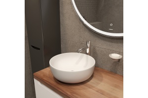 Мебель для ванной STWORKI Берген 60 белая с темной столешницей 122, раковина Moon 1, R - 3