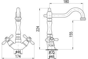 Смеситель для раковины Rav Slezak Morava retro золото - 3