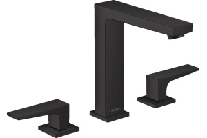 Смеситель для раковины 160, на 3 отверстия, с рычаговыми рукоятками, со сливным клапаном Push-Open, матовый черный 32515670