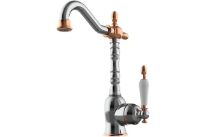 Смеситель для раковины GPD Retro хром - розовое золото