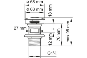Донный клапан для раковины Wasserkraft Mindel A153 - 2
