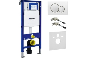 Система инсталляции для унитазов Geberit Duofix UP320 111.300.00.5 с белой кнопкой смыва, шумоизоляцией и креплениями