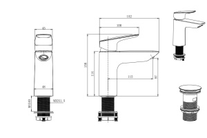 Смеситель для раковины AQUATEK ВЕГА 97, с донным клапаном, AQ1011CR - 2