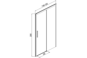 AE60-N-120H200U-BT Aquanet Pleasure, дверь в нишу 1200 мм, профиль-черн.мат. стек.прозр(225498) - 2