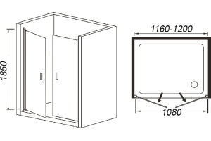 Душевая дверь в нишу Weltwasser WW600 600K2-120 120х185 хром (10000002736) - 3