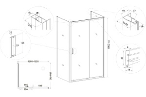 Душевой уголок Veconi Rovigo RV-046B 130x70, черный - 3