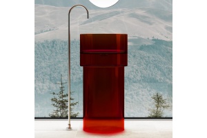 Раковина отдельностоящая прозрачная ABBER Kristall AT2701Rubin-H красная