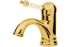 Смеситель для умывальника низкий Boheme Murano золото