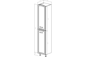 Шкаф-пенал Bellezza Амелия 35 L, с бельевой корзиной, белый патина золото - 2