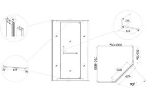 Душевой уголок Veconi Rovigo RV-36B 80x80 (RV36B-80-01-C5) - 3