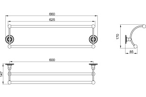Полотенцедержатель двойной Timo Nelson 150056/00 хром - 2